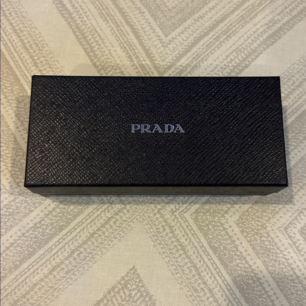 Prada Textured Small Black Rectangular Sunglasses Box